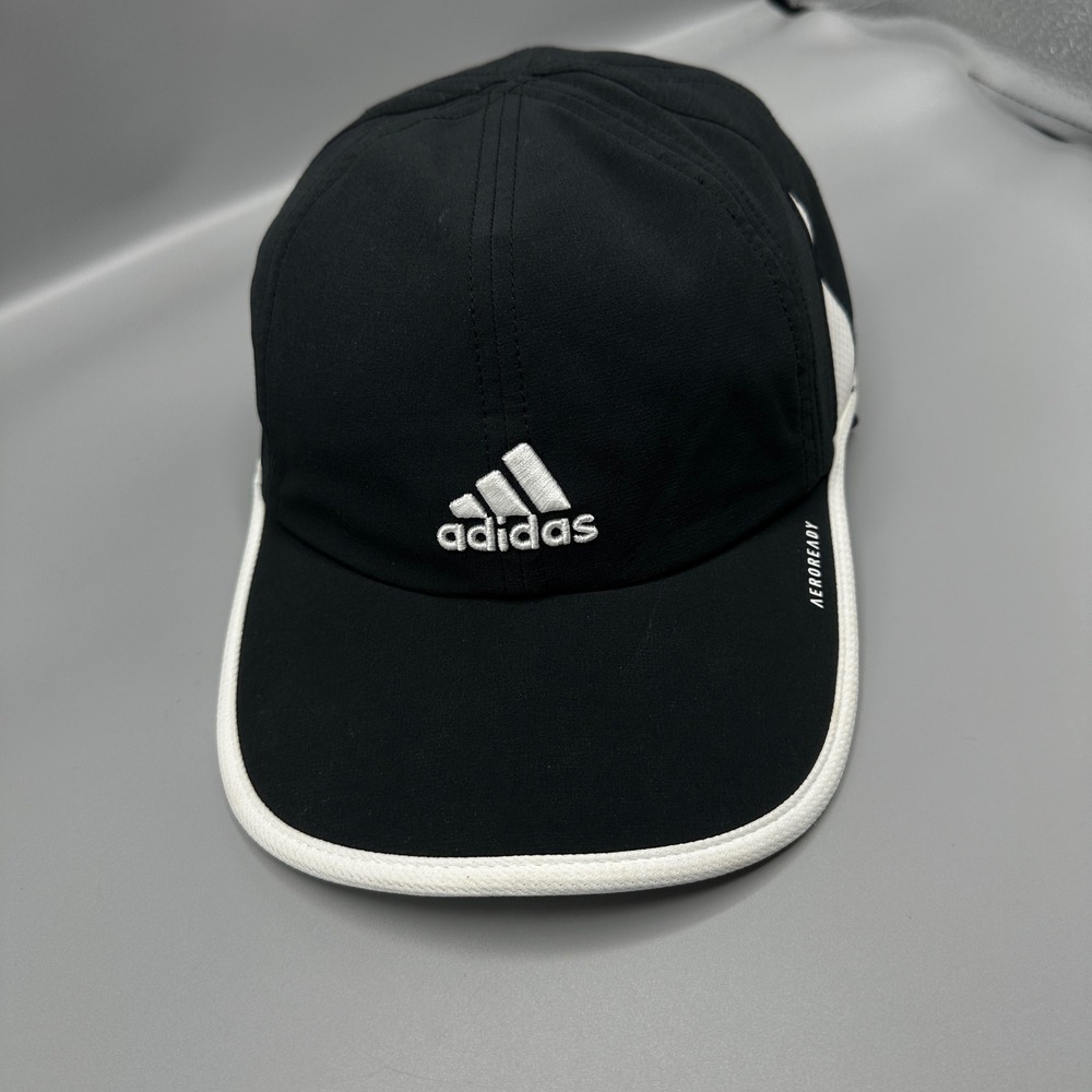Adidas Aeroready Running Hat Black White Adjustable Performance Baseball Cap - Picture 2 of 5